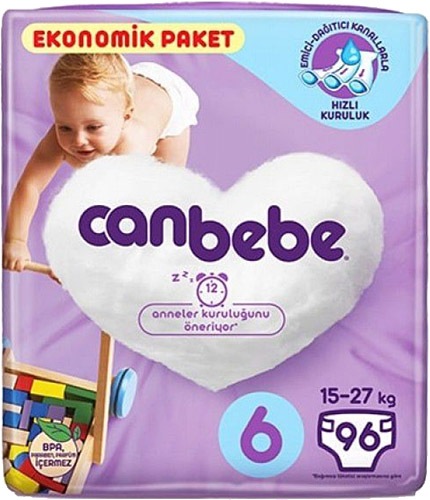 Canbebe 6 Numara Extra Large 96'lı Aylık Ekonomik Paket Bebek Bezi