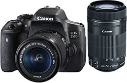 Canon EOS 750D + 18-55mm + 55-250mm Lens DSLR Fotoğraf Makinesi