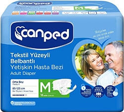 Canped Tekstil Yüzeyli Belbantlı Orta Boy M 18'li 3 Adet Hasta Bezi