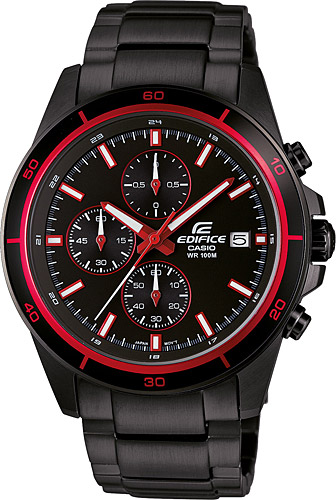 Casio Edifice EFR-526BK-1A4VUDF Çelik Kordon Siyah-Kırmızı Erkek