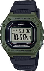 Casio Standart W-218H-3AVDF Silikon Kordon Siyah-Yeşil Erkek Kol Saati