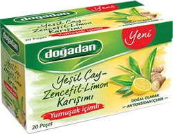 Doğadan Yumuşak İçimli Zencefil Limon Yeşil Çay 20'li