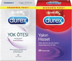Durex Yok Ötesi Ultra Kaygan 20'li + Yakın Hisset 20'li Prezervatif Paketi