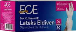 Ece Pudralı Lateks Beyaz 50'li Küçük Boy (S) Eldiven