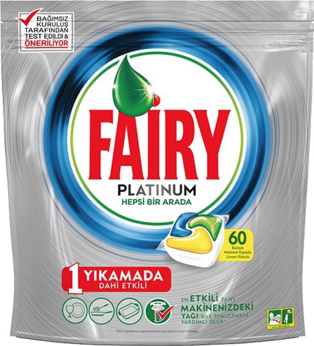 Fairy Platinum Limon 60 Adet 3'lü Paket Bulaşık Makinesi Tableti