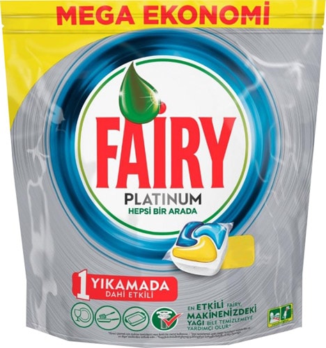 Fairy Platinum Limon 72 Adet 3'lü Paket Bulaşık Makinesi Tableti