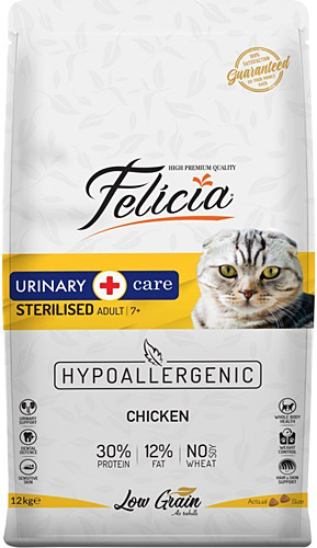 Felicia Sterilised Düşük Tahıllı Tavuklu Kısırlaştırılmış 12 kg Yetişkin Kuru Kedi Maması