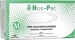 Has-Pet Vinil Pudrasız Orta Boy (M) 100'lü Muayene Eldiveni
