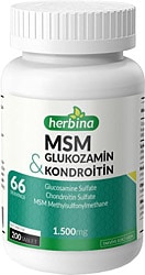 Herbina Glukozamin Sülfat Kondroitin Sülfat MSM Metilsülfonilmetan 200 Tablet
