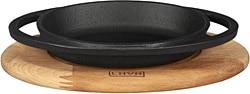 Lava Oval Ahşap Altlıklı 15x10 cm Demir Döküm Sahan