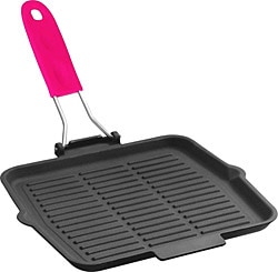 Lava Döküm 24x24 cm Tel ve Silikon Saplı Pembe Izgara Tava