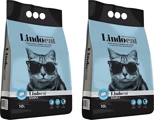 Lindo Cat Topaklaşan Sabunlu İnce Taneli 10 lt 2'li Paket Kedi Kumu