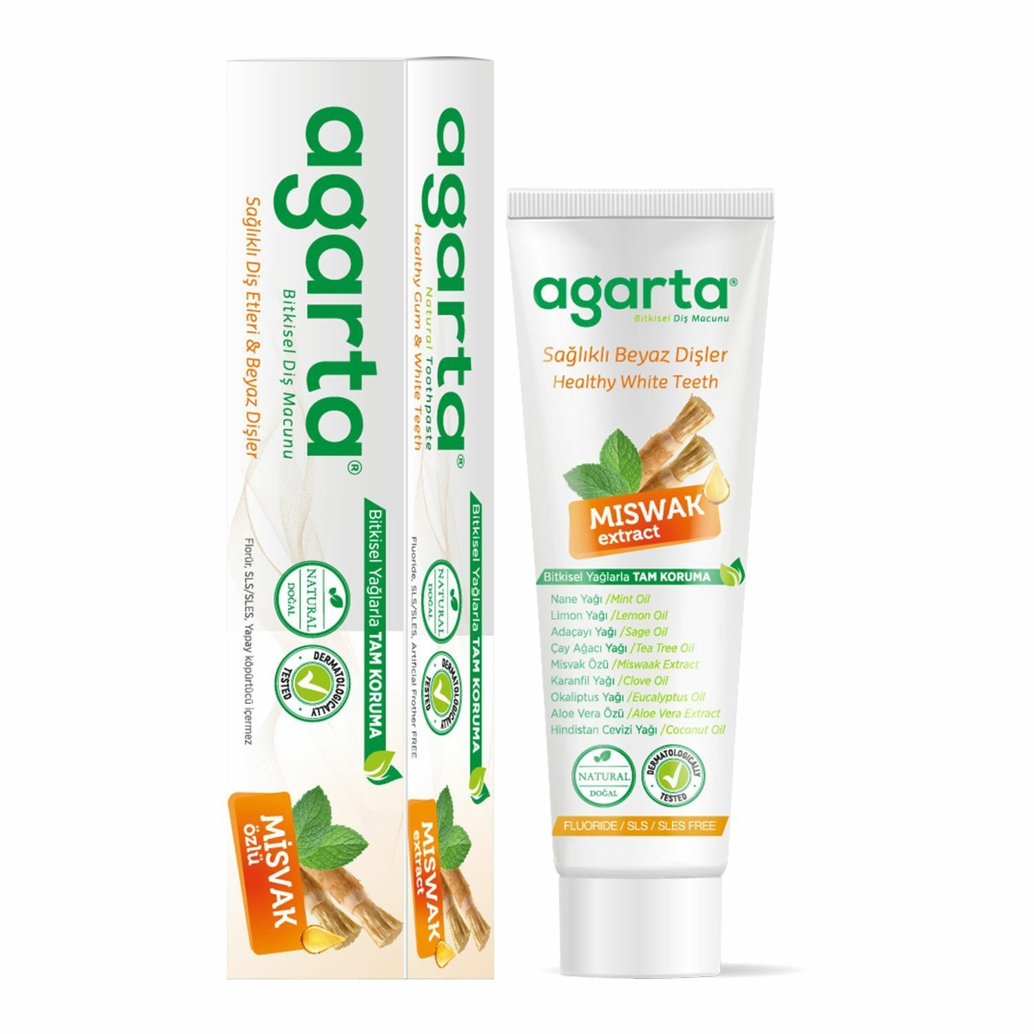 Agarta Doğal Misvak Özlü 100 ml Florürsüz Diş Macunu