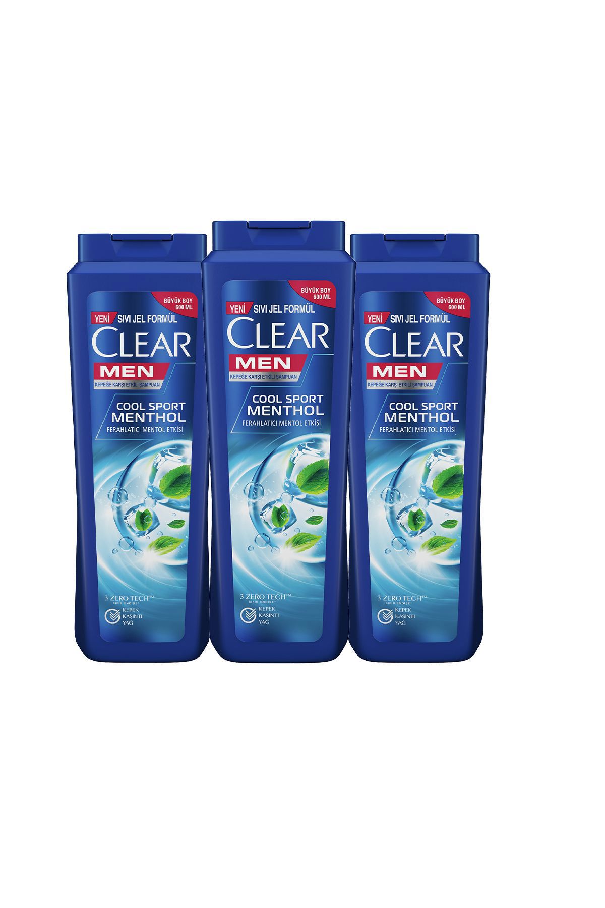 Clear Men Cool Sport Menthol 600 ml 3 Adet Kepek Şampuanı