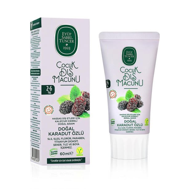 Eyüp Sabri Tuncer Doğal Karadut Özlü 2-6 Yaş 60 ml Florürsüz Çocuk Diş Macunu