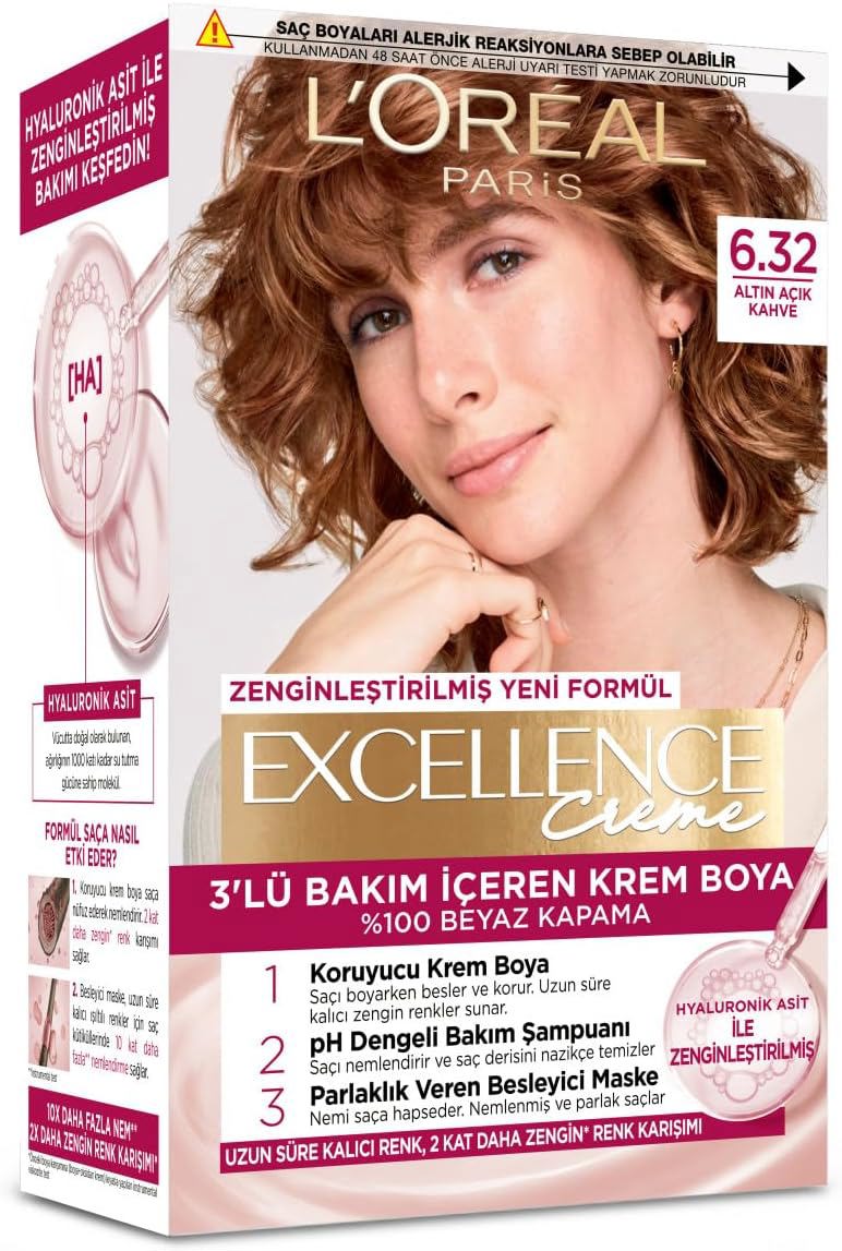 L'Oreal Paris Excellence Creme 6.32 Altın Açık Kahve Saç Boyası