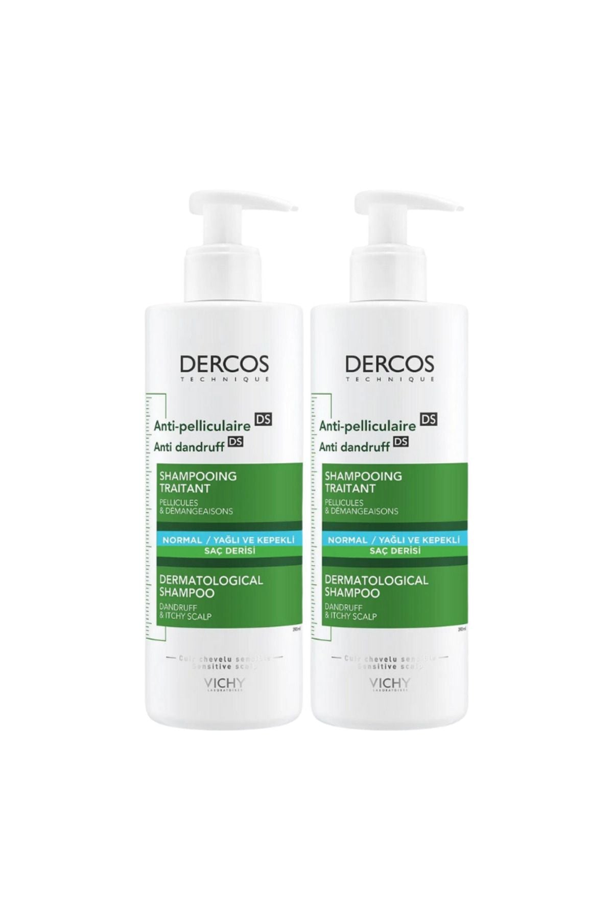 Vichy Dercos Anti-Dandruff Normal ve Yağlı Saçlar için 390 ml 2 Adet Kepek Şampuanı