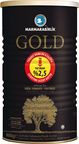 Marmarabirlik Gold Az Tuzlu Sofralık Salamura 800 gr XL (201-230) Siyah Zeytin