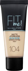 Maybelline Fit Me Matte + Poreless 104 Soft Ivory 30 ml Likit Fondöten
