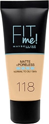 Maybelline Fit Me Matte + Poreless 118 Nude 30 ml Likit Fondöten