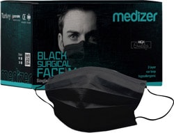 Medizer 3 Katlı Spunbond Ultrasonik 50'li Siyah Cerrahi Yetişkin Yüz Maskesi Maske