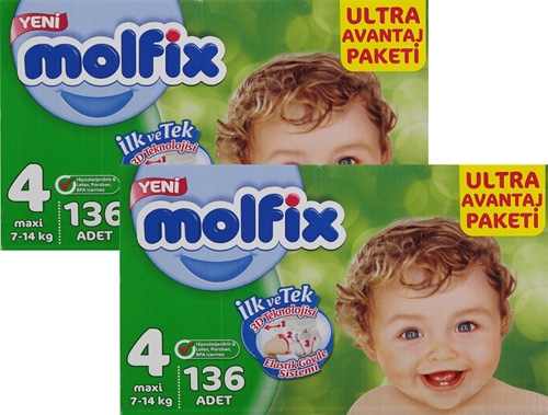 Molfix 4 Numara Maxi 136'lı 2 Paket Bebek Bezi