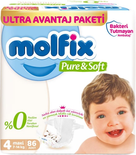 Molfix Pure&Soft 4 Numara Maxi 86'lı Bebek Bezi