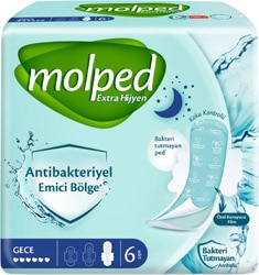 Molped Antibakteriyel Hijyenik Ped Gece 6'lı