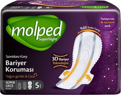 Molped Supernight Gece 5'li Hijyenik Ped