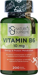 Nature's Supreme Vitamin B6 10 mg 200 Kapsül