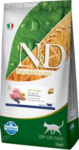 N&D Düşük Tahıllı Kısırlaştırılmış Kuzu Etli 10 kg Yetişkin Kedi Maması