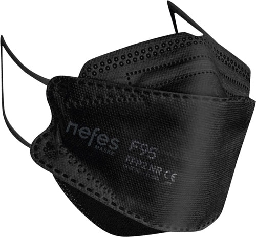 Nefes F95 F99/N95 FFP2 Premium Kore Tipi 10'lu Tekli Paketli Maske Siyah