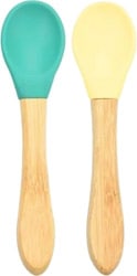 OİOİ Bambu Saplı 2'li Silikon Kaşık Yeşil-Sarı