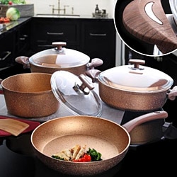 OMS 3105 Bronz 7 Parça Granit Tencere Seti