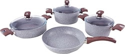 OMS 3105 Gri 7 Parça Granit Tencere Seti