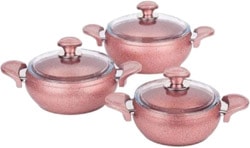 Özkent K-521 Granit 3'lü 6 Parça Güveç Seti Rose Gold