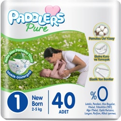 Paddlers Pure 1 Numara Yenidoğan 40'lı Bebek Bezi