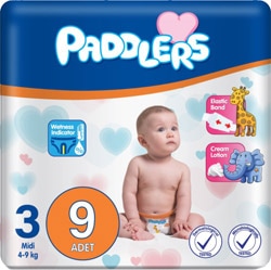Paddlers 3 Numara Midi 9'lu Bebek Bezi