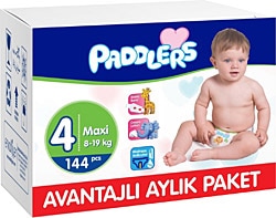 Paddlers 4 Numara Maxi 144'lü Aylık Paket Bebek Bezi