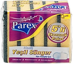 Parex 5'Li Klasik Yeşil Düz Bulaşık Süngeri