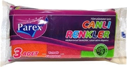 Parex Canlı Renkler Oluklu 3'lü Bulaşık Süngeri