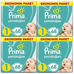 Prima Aktif 1 Numara Yenidoğan 68'li 4 Adet Bebek Bezi