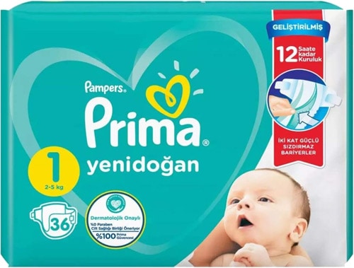 Prima Aktif Bebek 1 Numara Yenidoğan 36'lı Bebek Bezi
