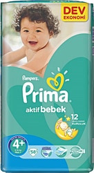 Prima Aktif 4+ Numara Maxi Plus 58'li Bebek Bezi