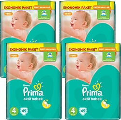 Prima Aktif 4 Numara Maxi 45'li 4 Adet Bebek Bezi