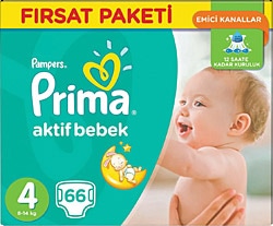 Prima Aktif 4 Numara Maxi 66'lı Bebek Bezi