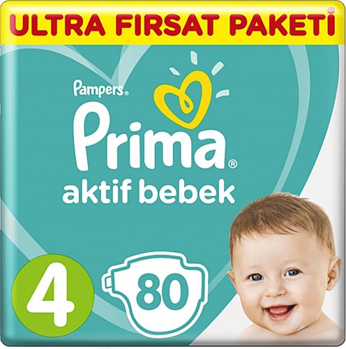 Prima Aktif Bebek 4 Numara Maxi 80'li Ultra Fırsat Paketi Bebek Bezi