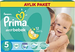 Prima Aktif 5 Beden Junior 81'li Bebek Bezi