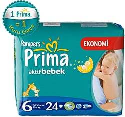 Prima Aktif 6 Numara Extra Large 24'lü Bebek Bezi