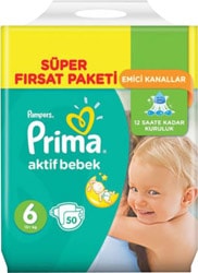 Prima Aktif 6 Numara Extra Large 50'li Bebek Bezi